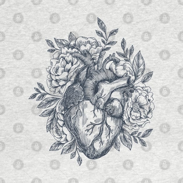 Human heart - Floral anatomical heart by Dr.Bear